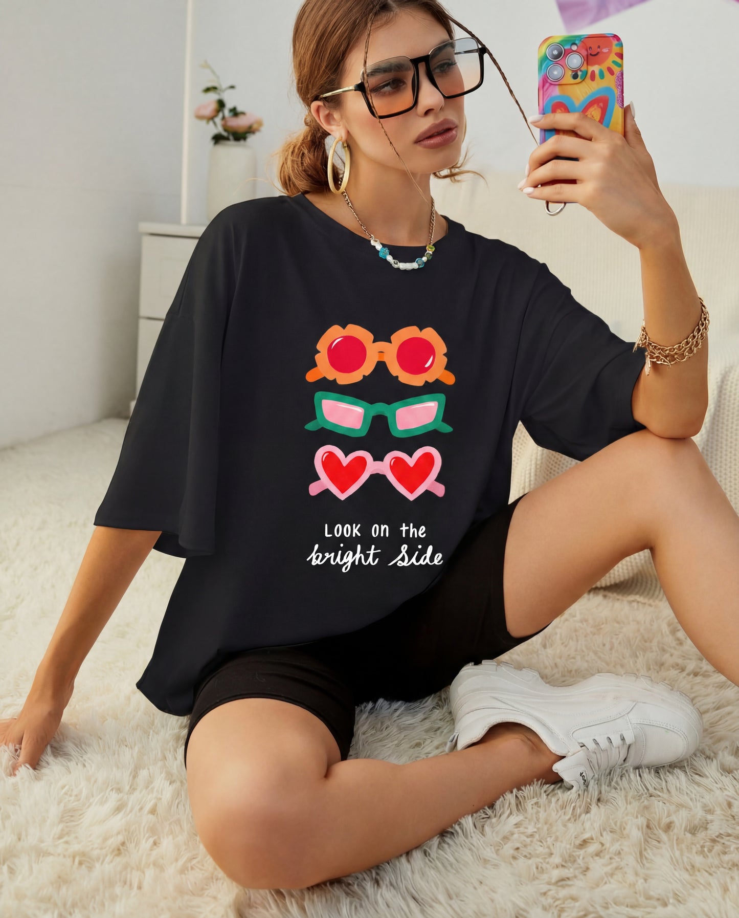 Bright Side - Women's Oversized Tee - Black