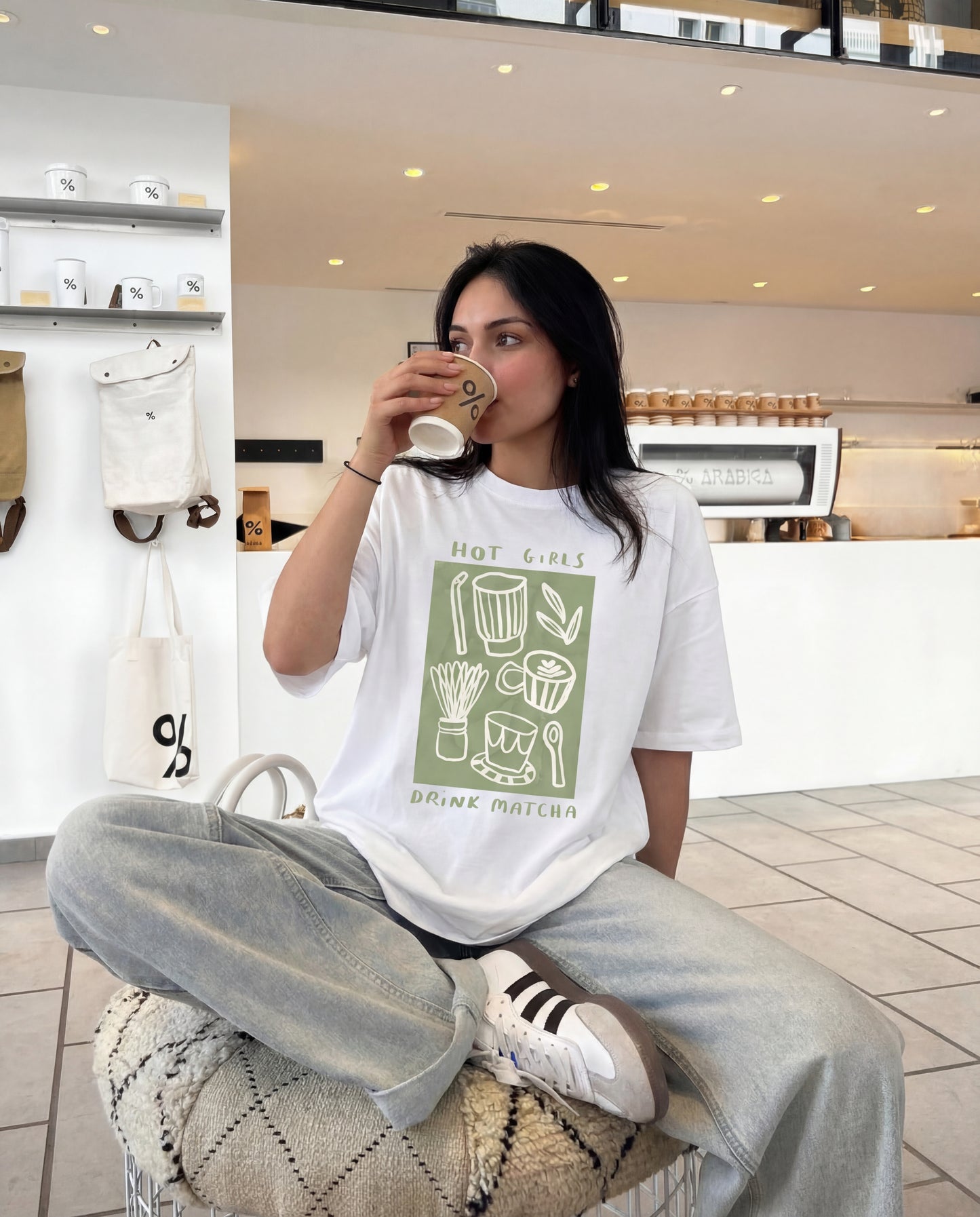 Matcha Core Women's Oversized Tee - White