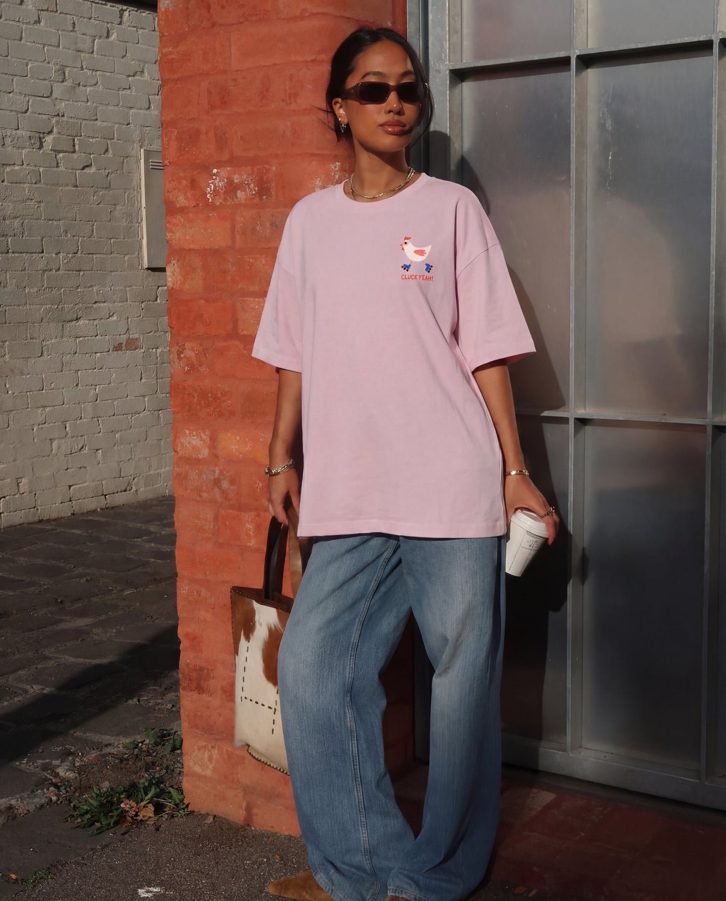 Cluck Yeah Women's Oversized Tee - Blush Pink
