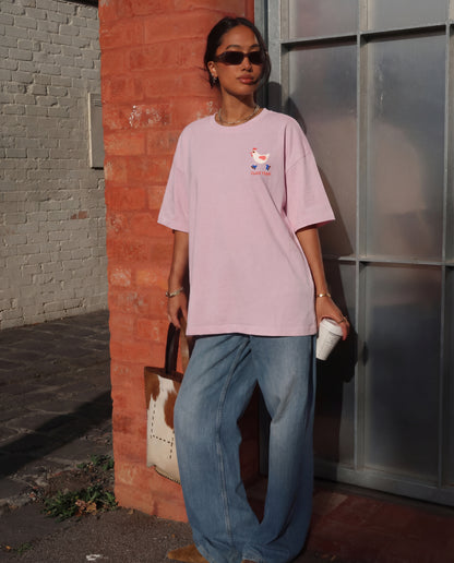 Cluck Yeah Women's Oversized Tee - Blush Pink
