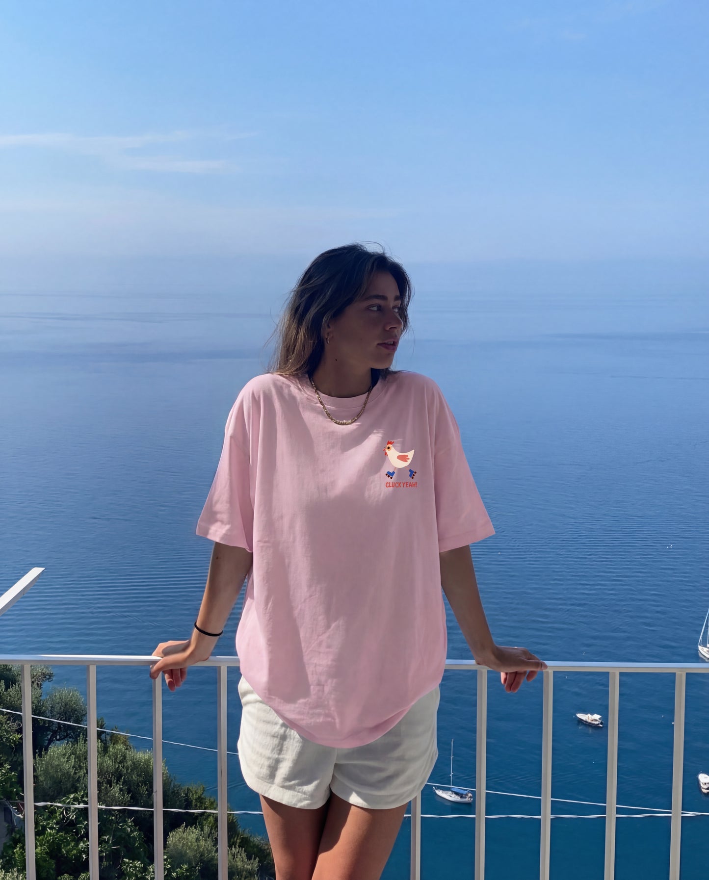 Cluck Yeah Women's Oversized Tee - Blush Pink