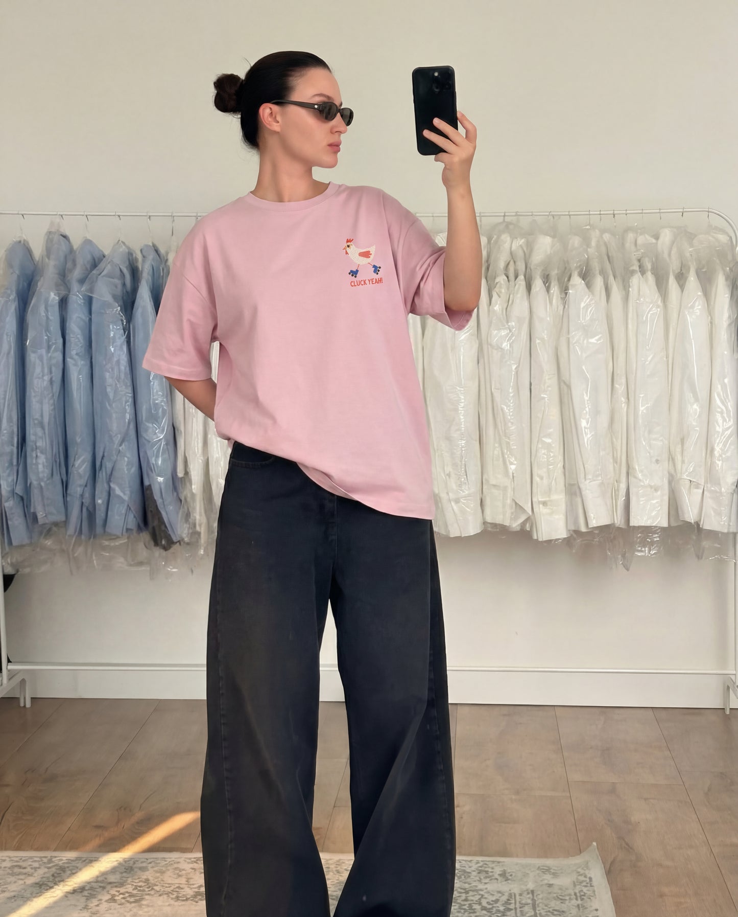 Cluck Yeah Women's Oversized Tee - Blush Pink