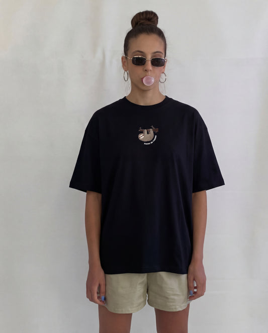Lazy Sloth - Women's Oversized Tee - Black
