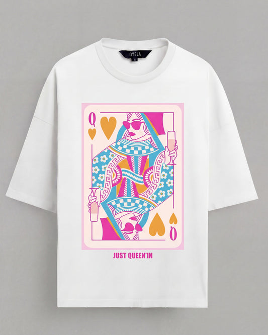 Queen Energy Graphic  Oversized Tee - White