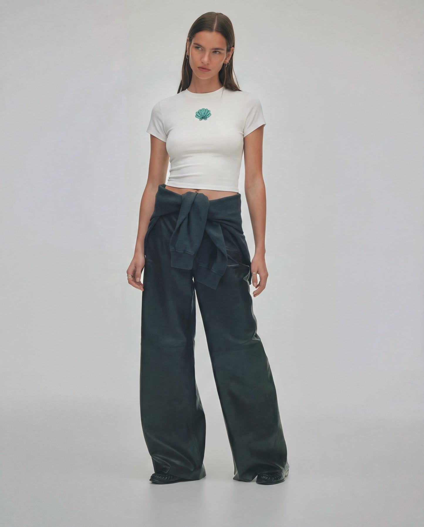 Seashell Beaded Baby Tee - White