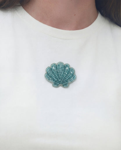 Seashell Beaded Baby Tee - White