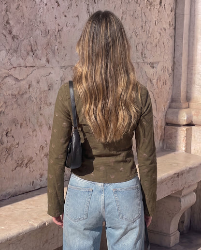 Olive Bloom Fitted Shirt