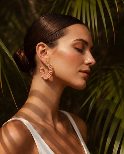 Woven Rattan Hoop Earrings