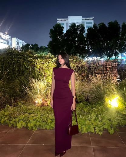 Wine Ribbed Top And Skirt Set