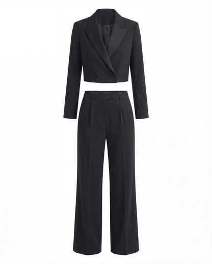 Black Cropped Blazer & Pant Set