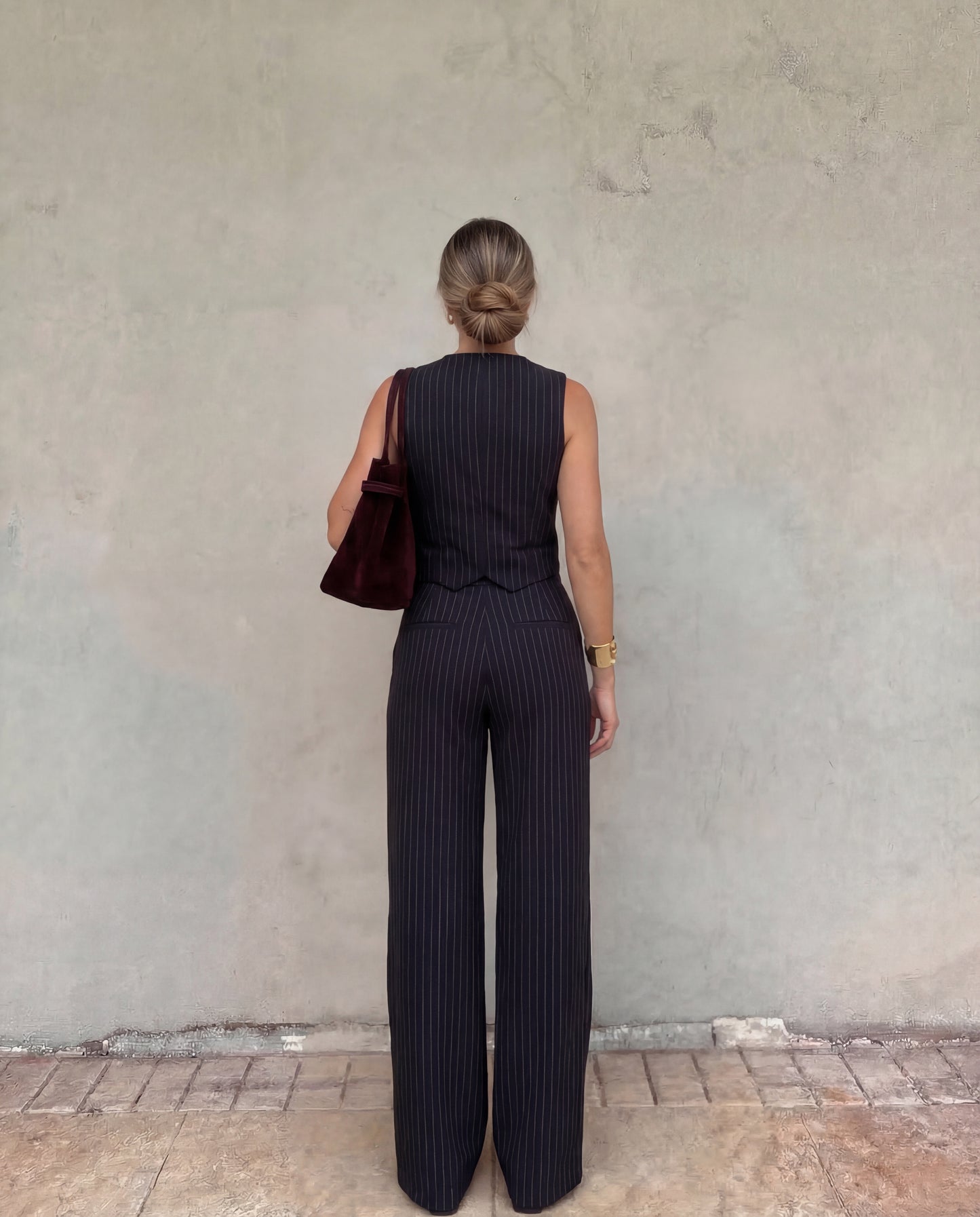 Pinstripes Vest And Pant Co-Ord Set