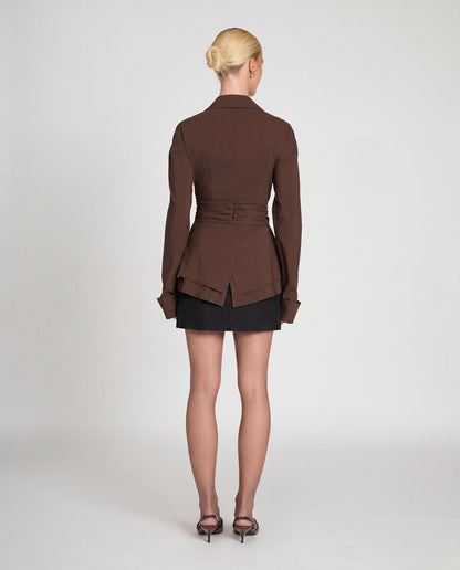 Wrap Detail Shirt - Chocolate Brown