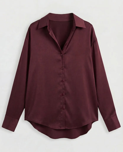 Burgundy Solid Satin Shirt