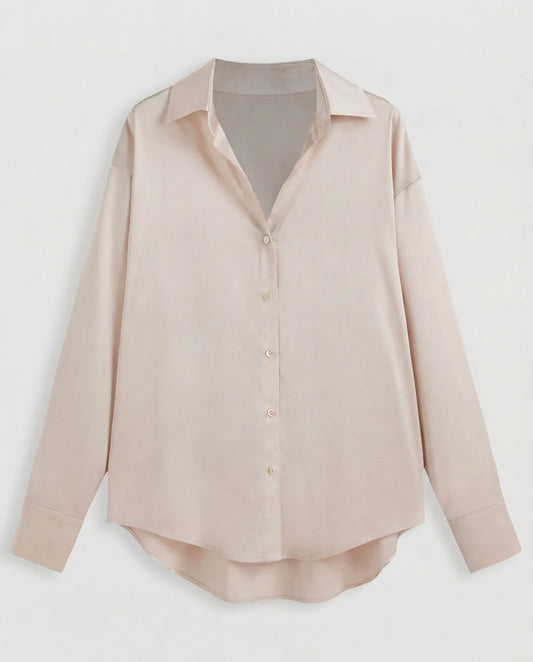 Champagne Solid Satin Shirt