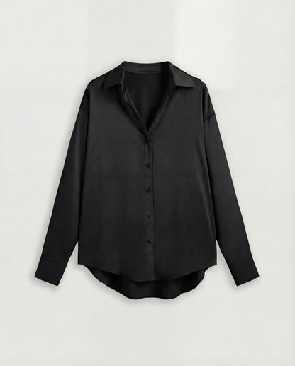 Coal Black Solid Satin Shirt