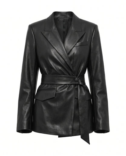 Black Wrap-Up Jacket with Belt