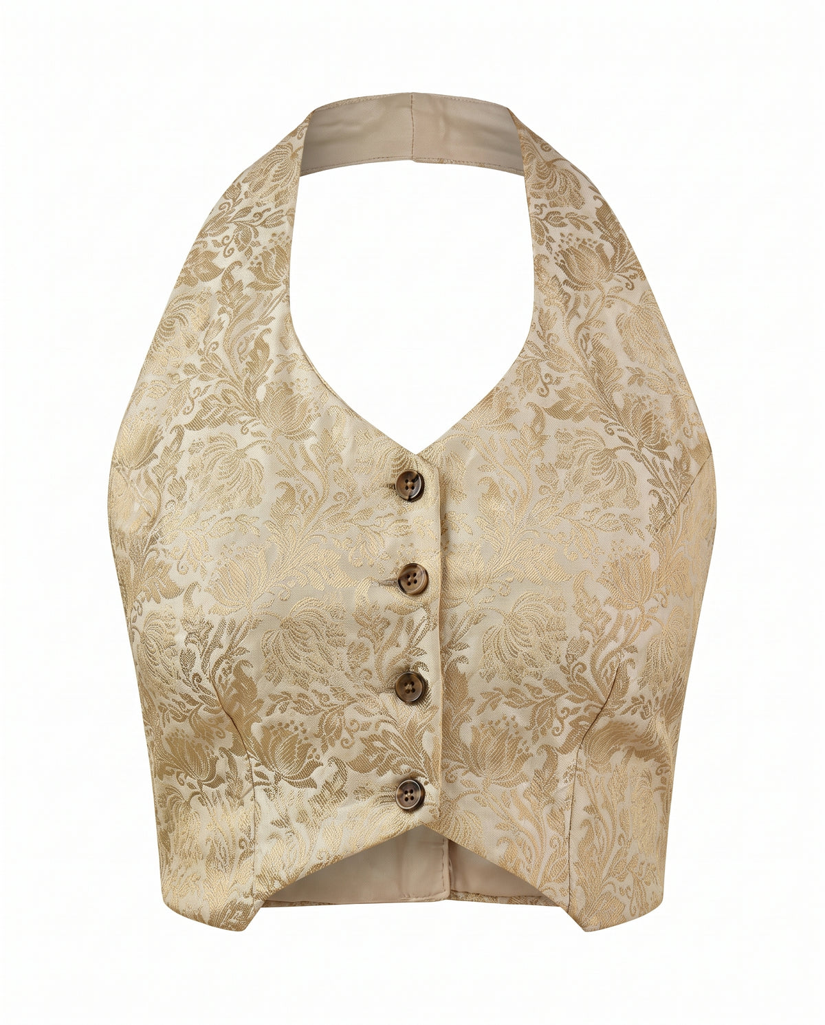 Ivory Banarasi Halter Brocade Saree Corset Blouse