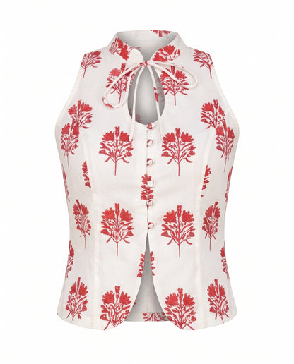 Shweta White Keyhole Top