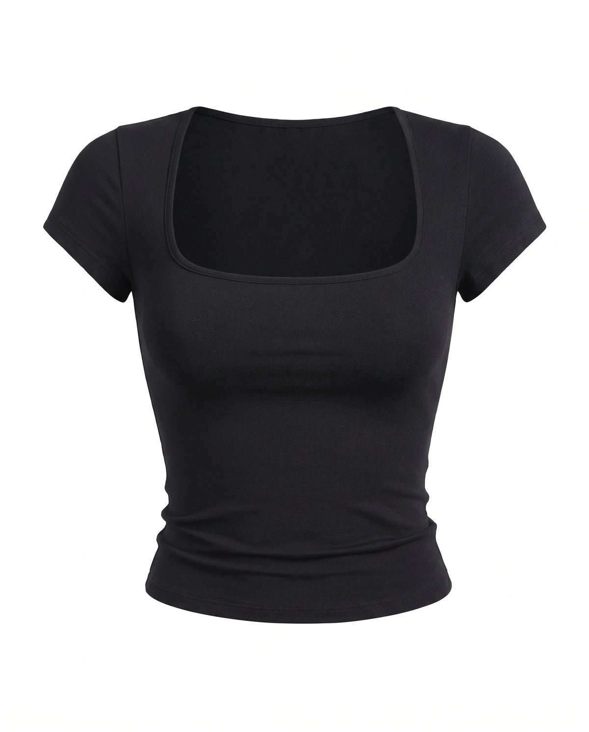 Black Square neck Ribbed Top