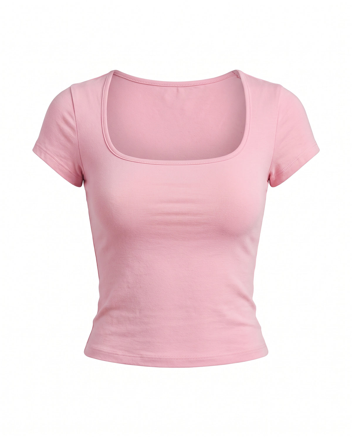 Pink Square neck Ribbed Top