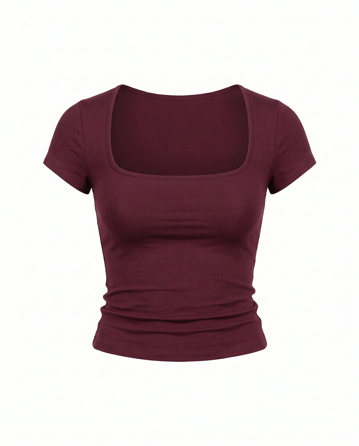 Burgundy Square neck Ribbed Top