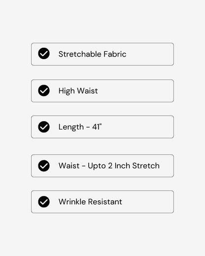 SCULPTED WAIST PLEATED TROUSERS,Color: White
Fabric: 95% poly 5% spandex
Fit: Tailored Fit
Length: Full Length(41")
Waist: High Rise 
Closure: Elasticated
No. of Pockets: 2
Print: Solid
Details: Corset shaped panel in front for a clinched waist look,pants,bottomwear,pants,semi-formal,business outfit,stretchable,polyester, spandex,white,pleated,tailored fit,wide leg,full length,high rise