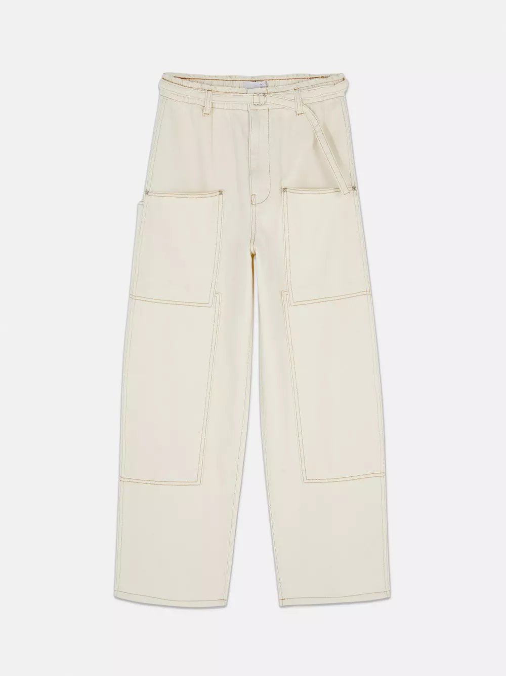 WIDE LEG PATCH POCKET JEANS,bottomwear, casual, cotton, cotton twill, full length, high rise, ivory, jeans, patch pocket, straight fit, streetwear, utility pocket, woven,wide-leg-patch-pocket-ivory-jeans,Length - Full lengthWaist - High-rise waistFit - Wide leg fitColor - IvoryNo. of Pockets - 5Material - CottonLength - 40-42 inchClosure - Zip &amp; buttonDetail - Patch pocket** Belt displayed in the image is not available with the actual product.