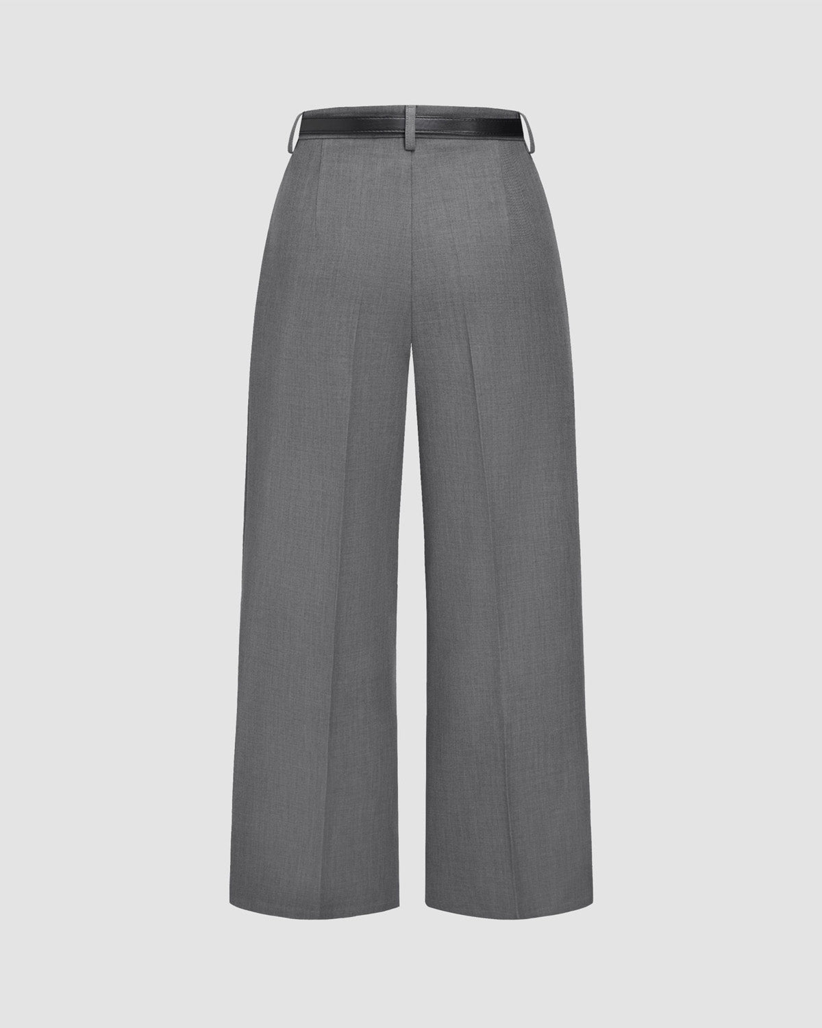 bottomwear,pants,semi-formal,workwear,stretchable,polyester, spandex,grey melange,pleated,tailored fit,wide leg,full length,high rise, OY975-grey melange, 25090002GG