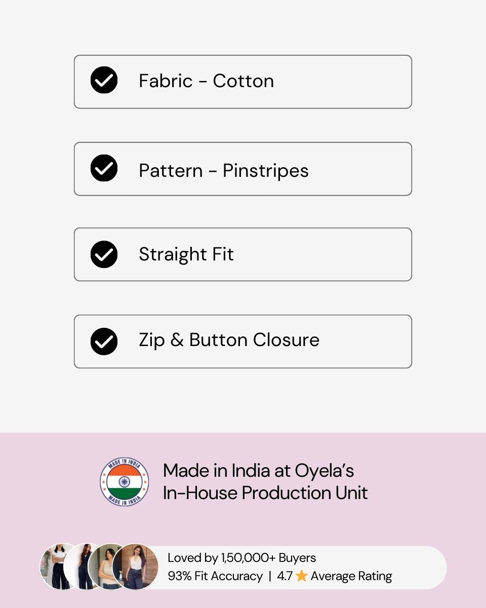 bottomwear, trousers,pants,outdoor events, semi-formal,summer, urban fit, workwear,woven,polycotton,black,striped,straight fit,straight,full length,mid rise,PINSTRIPES STRAIGHT PANTS,OY1604,25010052GG