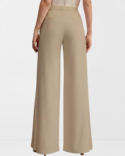 Button Detail Pleated Wide Leg Trouser