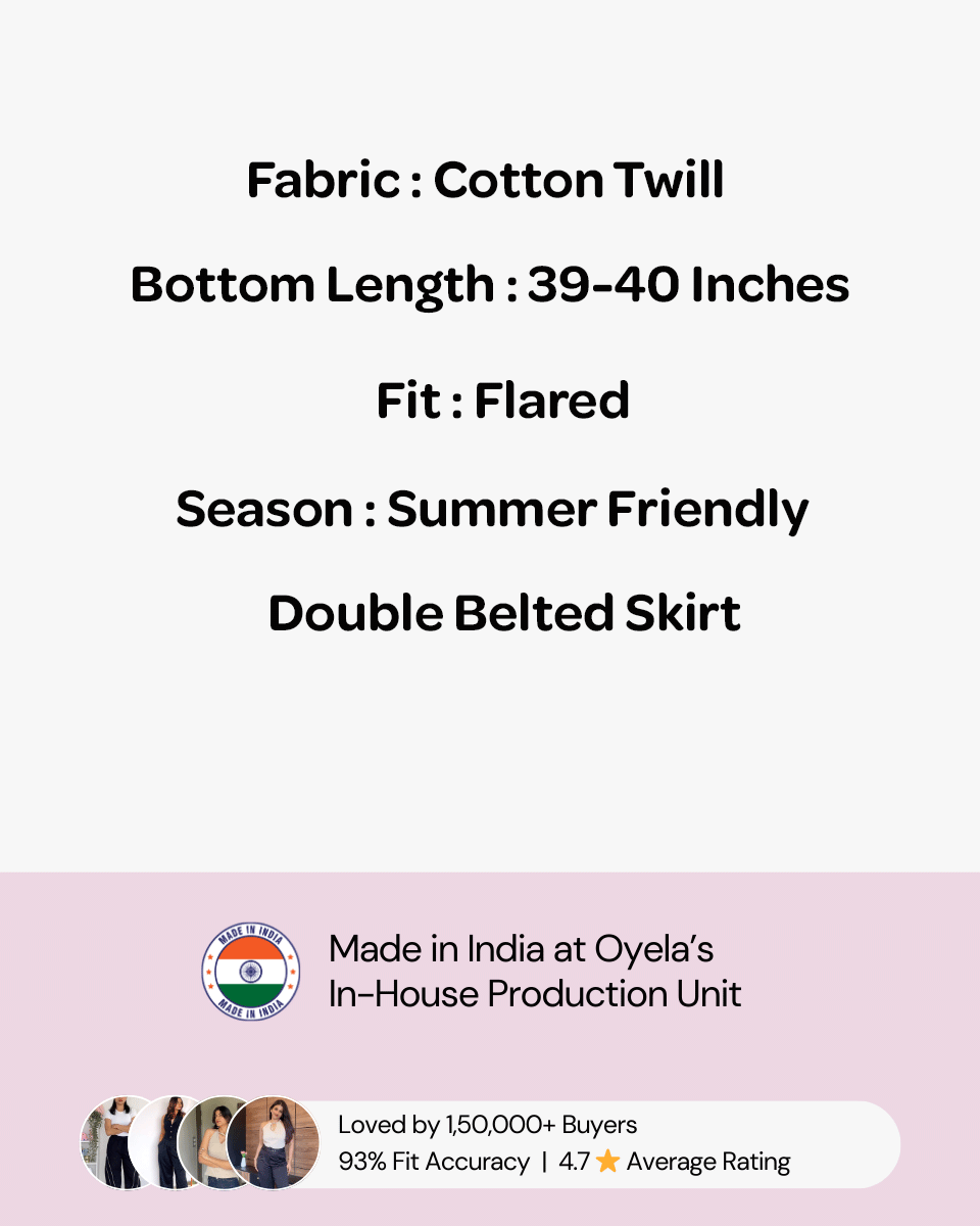 Brown Pleated Slit Skirt With Detachable Belts