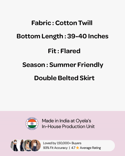 Brown Pleated Slit Skirt With Detachable Belts