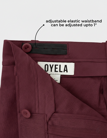 Maroon High-Rise Wide-Leg Pants