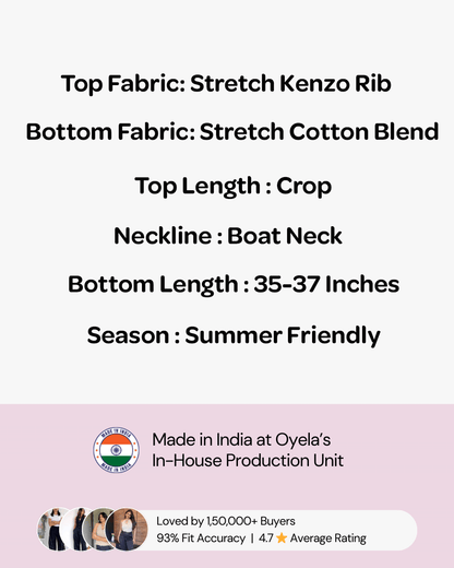 Black Crop Top and Cotton Skirt Summer Set