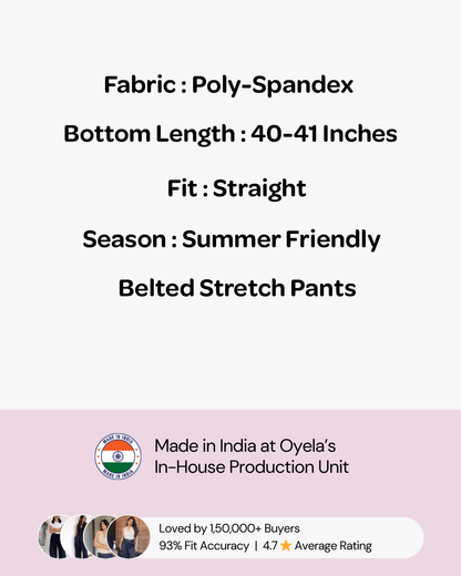 Set Of Two Belted Stretchable Pants