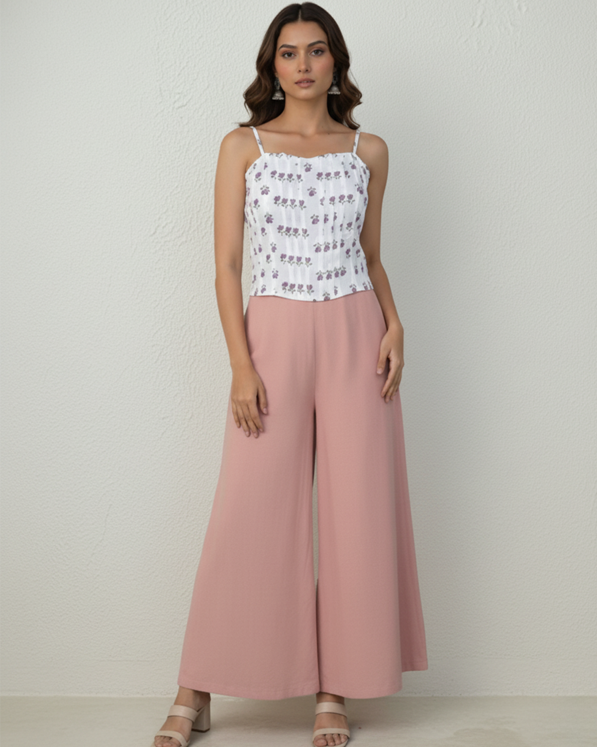 topwear,tops,ethnic, indo-western,ethnic wear, festive wear, indian wear, summer, casual,woven,poly cambric,printed,white,floral print,panelling,zipper,skinny fit,slim fit top,waist length,straight hem,sweetheart neck,shoulder strap,no sleeves,sleeveless, OY3009, 25070049GG