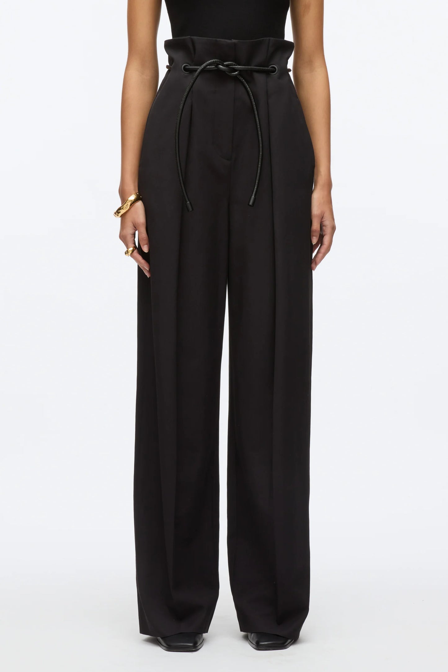 Black Tie Knot Detail Wide Leg Trouser