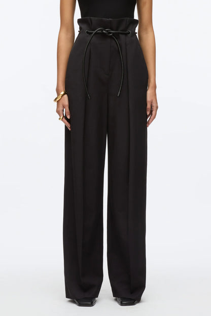 Black Tie Knot Detail Wide Leg Trouser