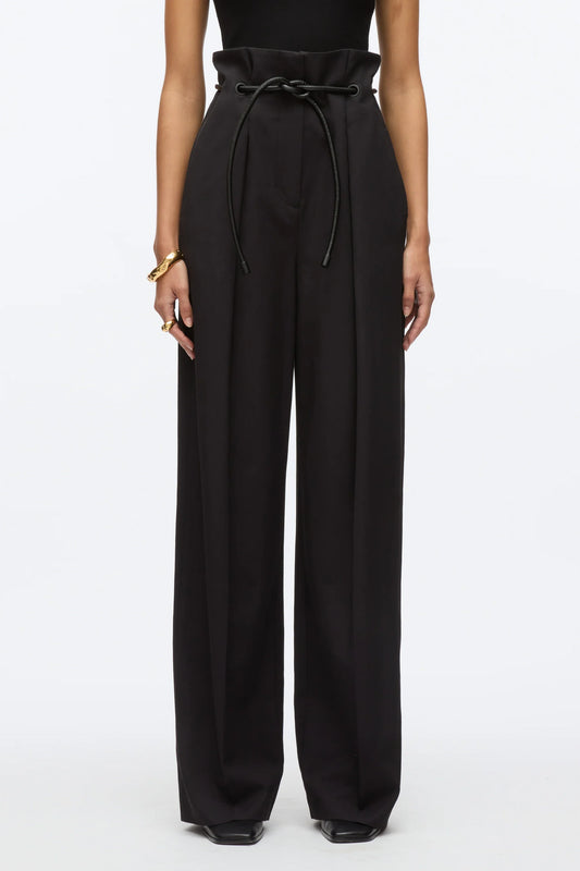 Black Tie Knot Detail Wide Leg Trouser