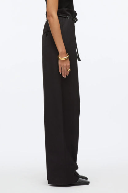 Black Tie Knot Detail Wide Leg Trouser