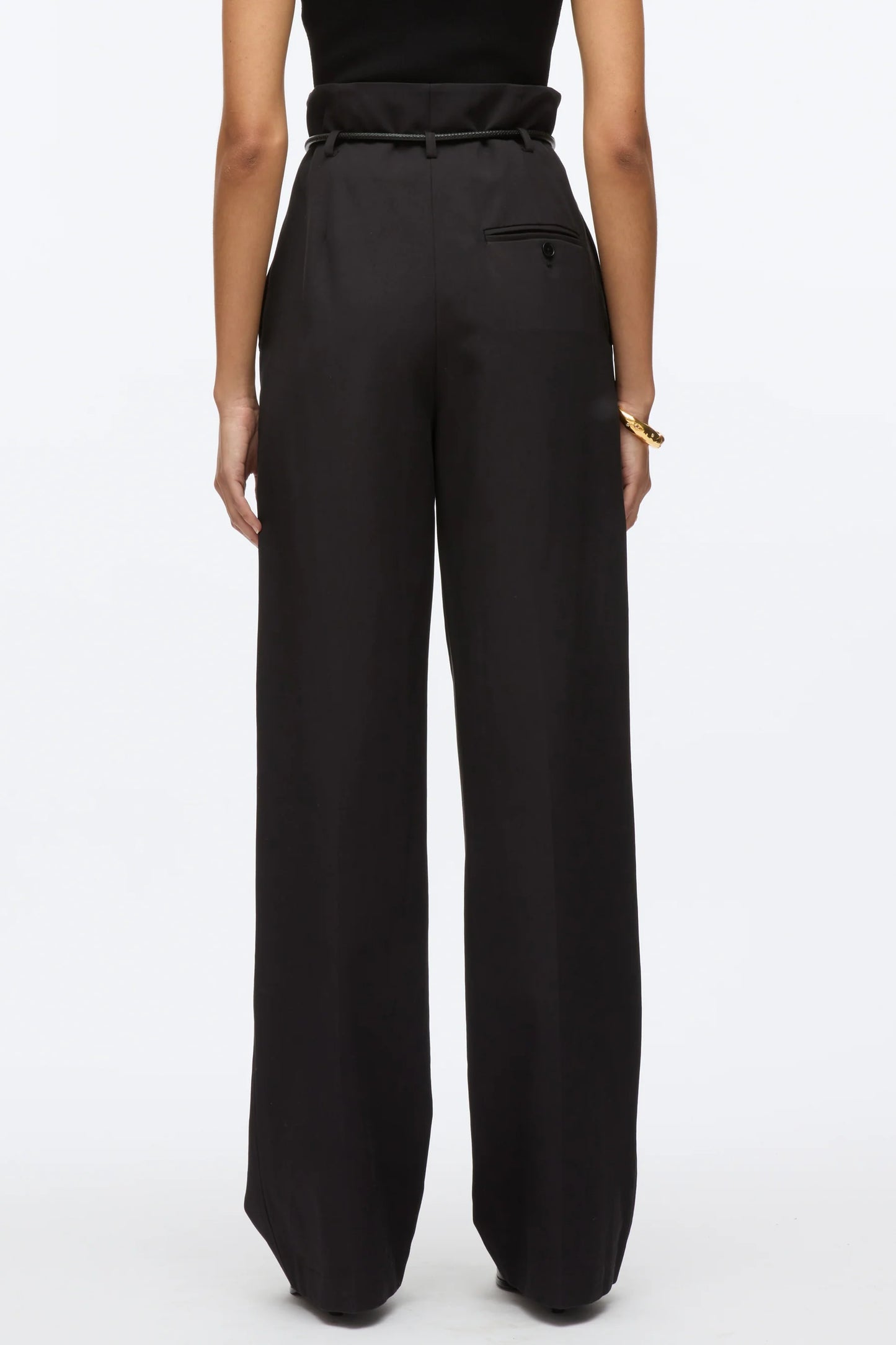Black Tie Knot Detail Wide Leg Trouser
