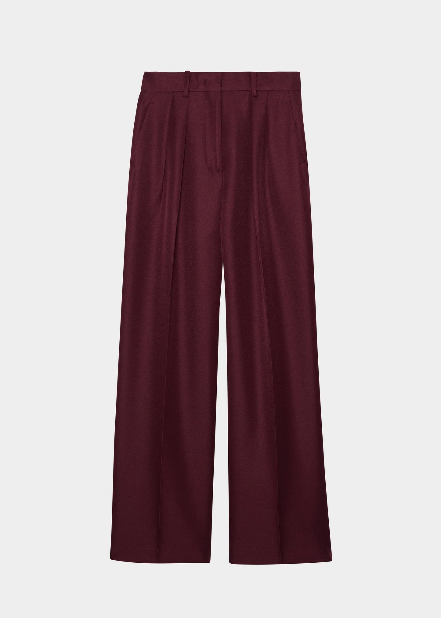 Maroon High-Rise Wide-Leg Pants
