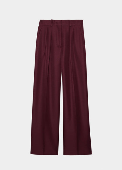 Maroon High-Rise Wide-Leg Pants