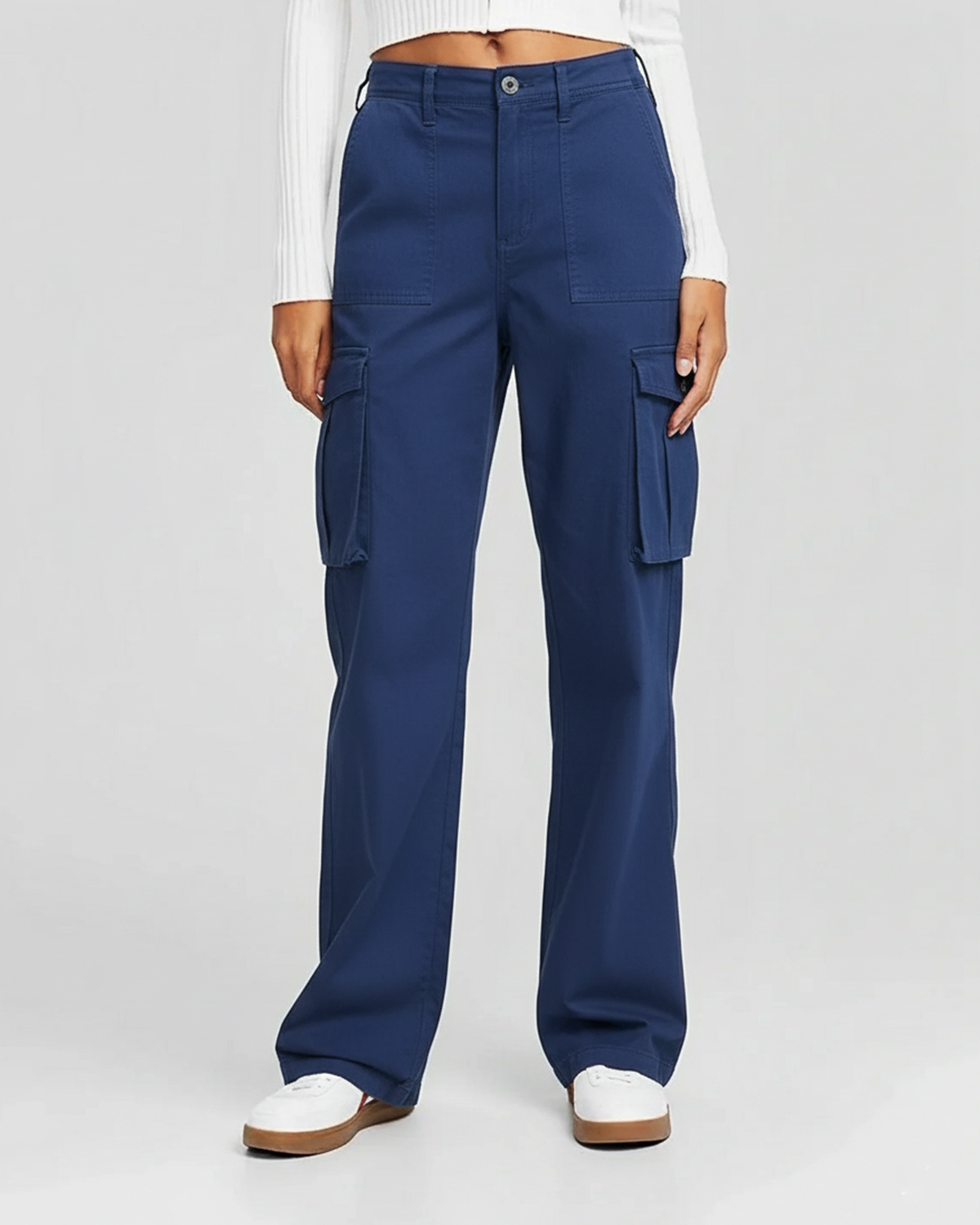 Navy Blue Wide Leg Adjustable Cargo