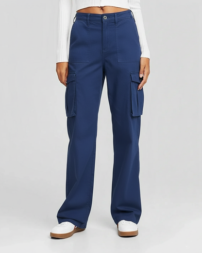 Navy Blue Wide Leg Adjustable Cargo
