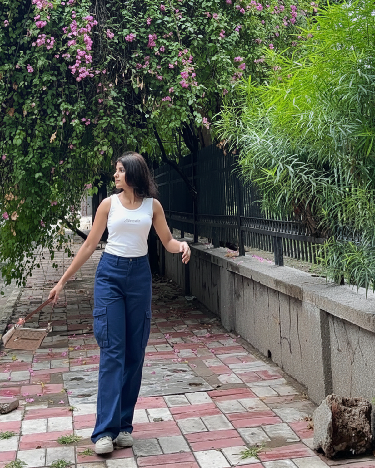 Navy Blue Wide Leg Adjustable Cargo