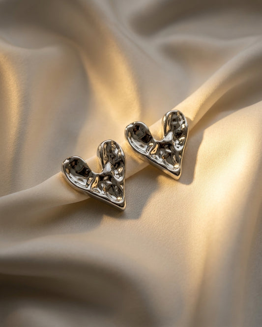 Oversized silver finish stud earrings for women