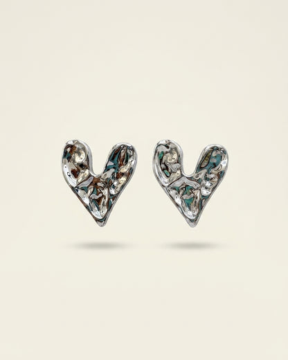 Chunky stud earrings in silver finish