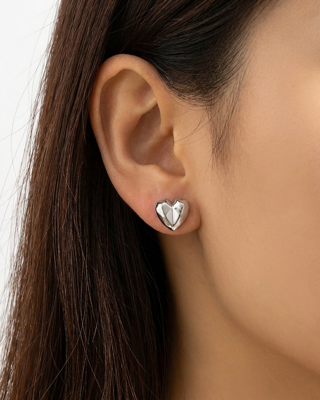 Mini stud earrings in silver finish