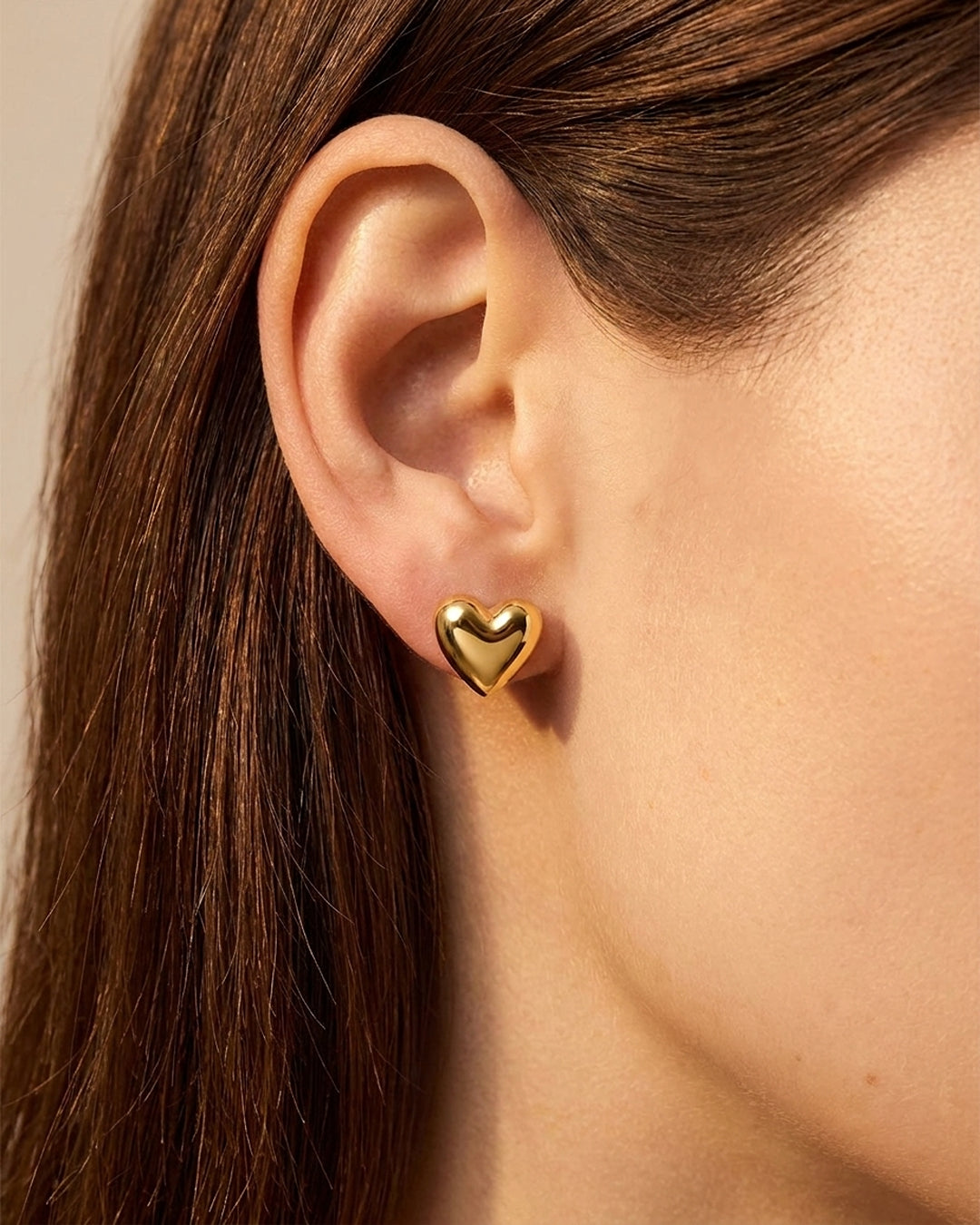 Heart shaped stud earrings for women